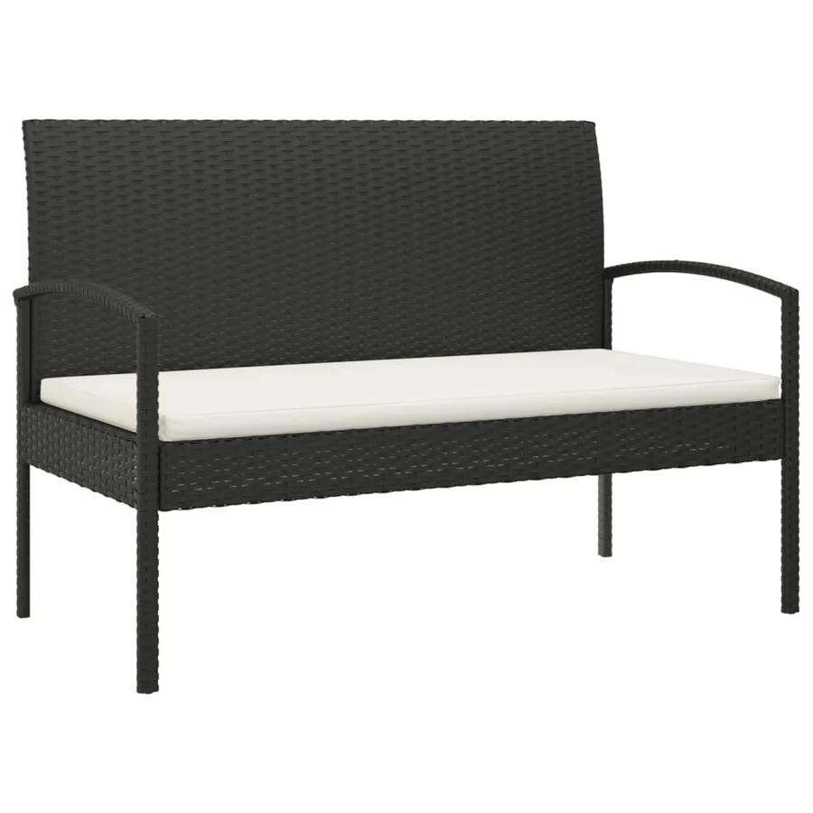 Banc de jardin avec coussin noir 105 cm résine tressée - 2