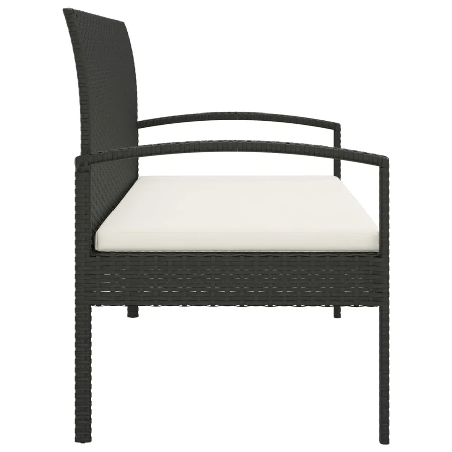 Banc de jardin avec coussin noir 105 cm résine tressée - 4