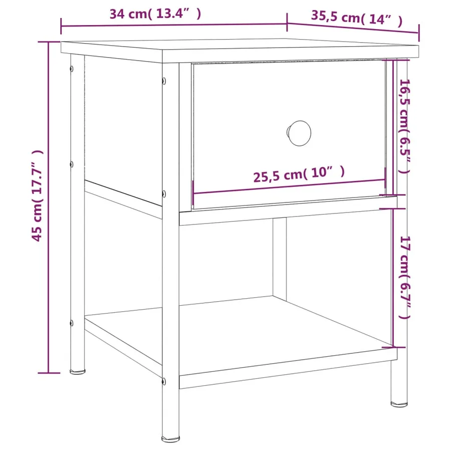 Table de chevet chêne sonoma 34x35,5x45 cm bois d'ingénierie - 11