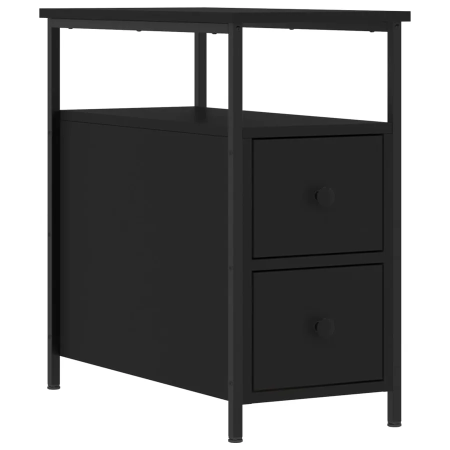 Table de chevet noir 30x60x60 cm bois d’ingénierie - 2