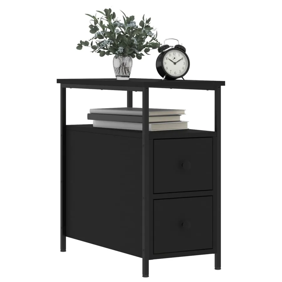 Table de chevet noir 30x60x60 cm bois d’ingénierie - 3