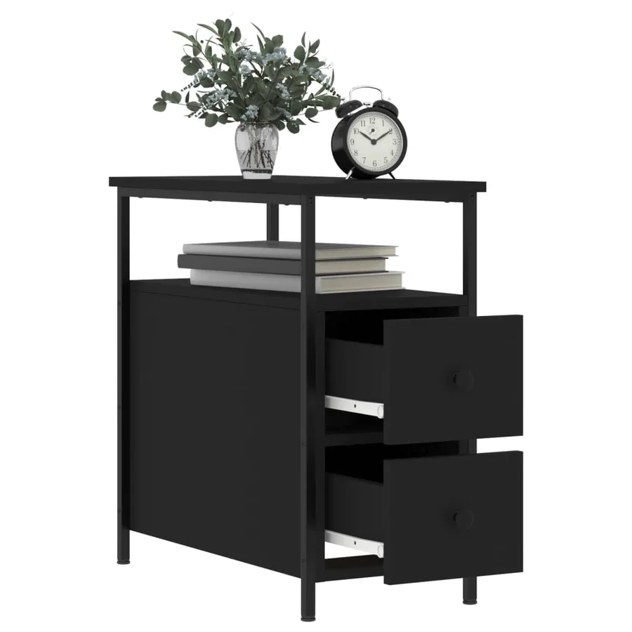Table de chevet noir 30x60x60 cm bois d’ingénierie - 4