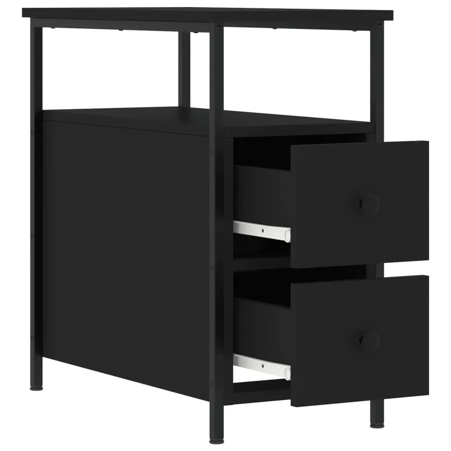 Table de chevet noir 30x60x60 cm bois d’ingénierie - 6