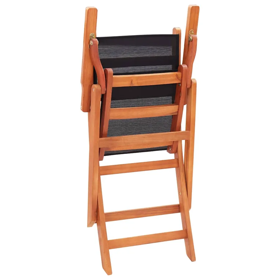 Chaises pliables de jardin lot de 4 Noir Eucalyptus textilène - 6
