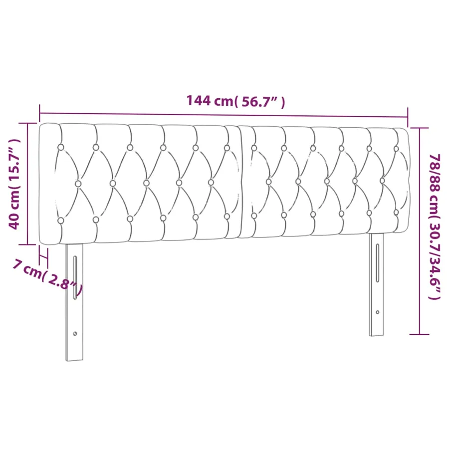 Têtes de lit Marron foncé 144 x 7 x 78/88 cm Tissu - 8