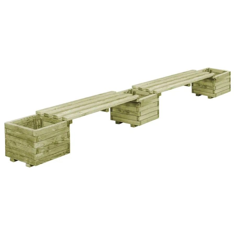 Banc de jardin à jardinières Bois de pin imprégné - 4