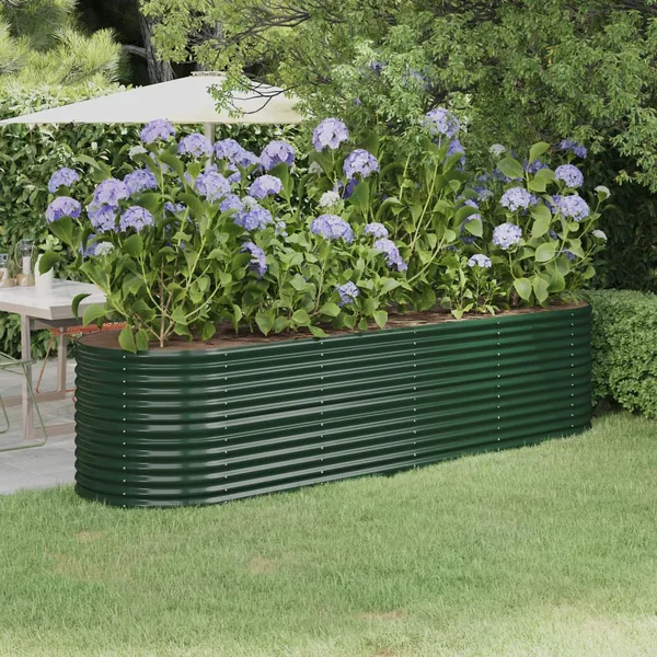 Lit surélevé de jardin Acier galvanisé 296x80x68 cm Vert