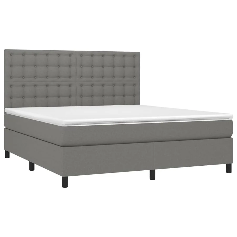 Sommier à lattes de lit et matelas et LED Gris foncé 180x200 cm - 3