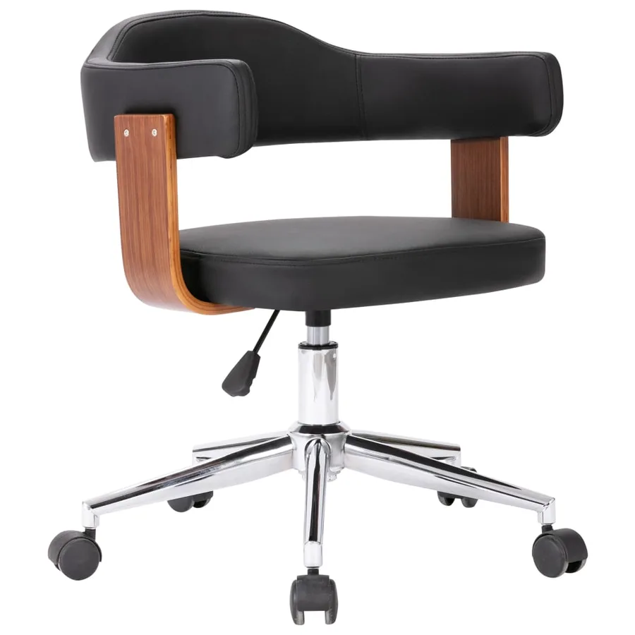 Chaise pivotante à manger Noir Bois courbé et similicuir - 2