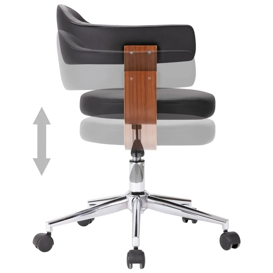 Chaise pivotante à manger Noir Bois courbé et similicuir - 5