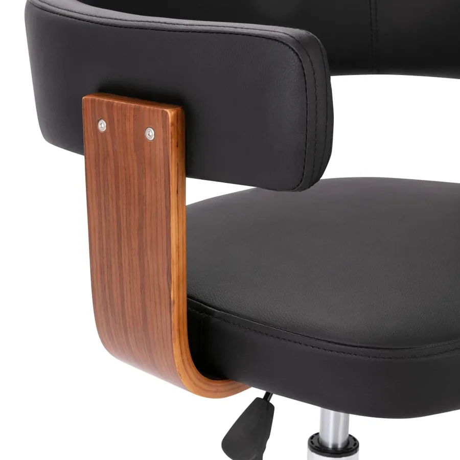 Chaise pivotante à manger Noir Bois courbé et similicuir - 6