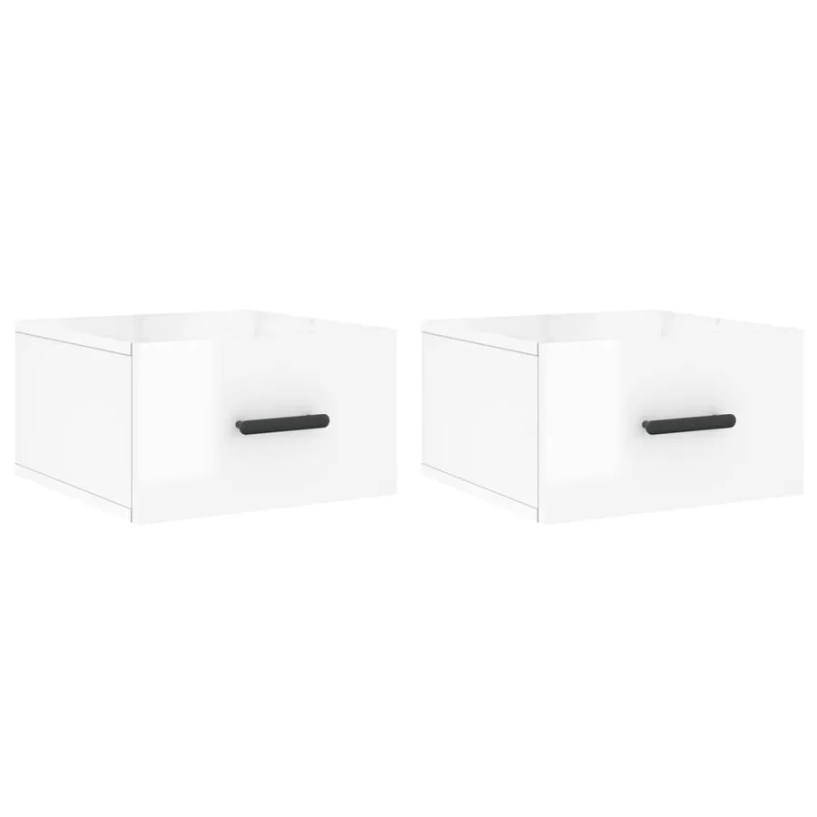 Tables de chevet murales 2 pcs blanc brillant 35x35x20 cm - 2