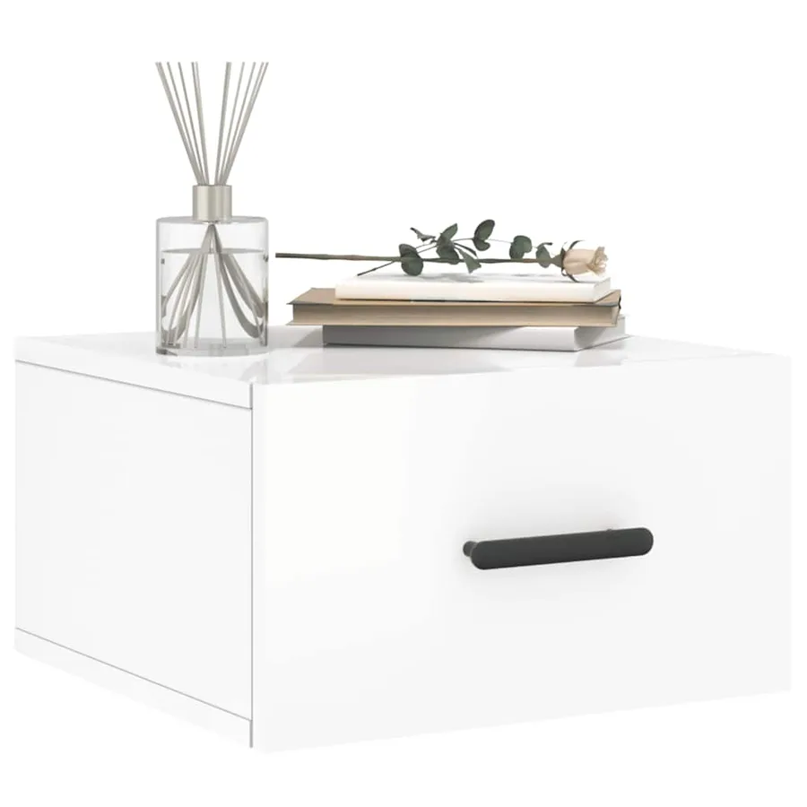 Tables de chevet murales 2 pcs blanc brillant 35x35x20 cm - 3
