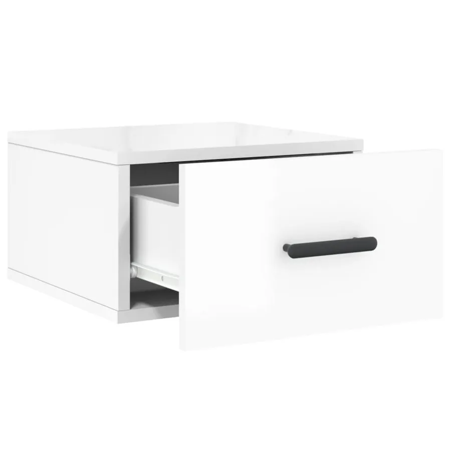Tables de chevet murales 2 pcs blanc brillant 35x35x20 cm - 7