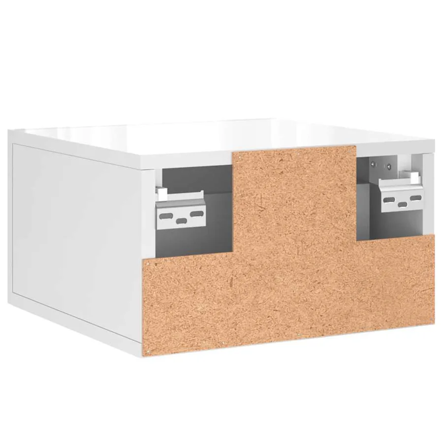 Tables de chevet murales 2 pcs blanc brillant 35x35x20 cm - 9