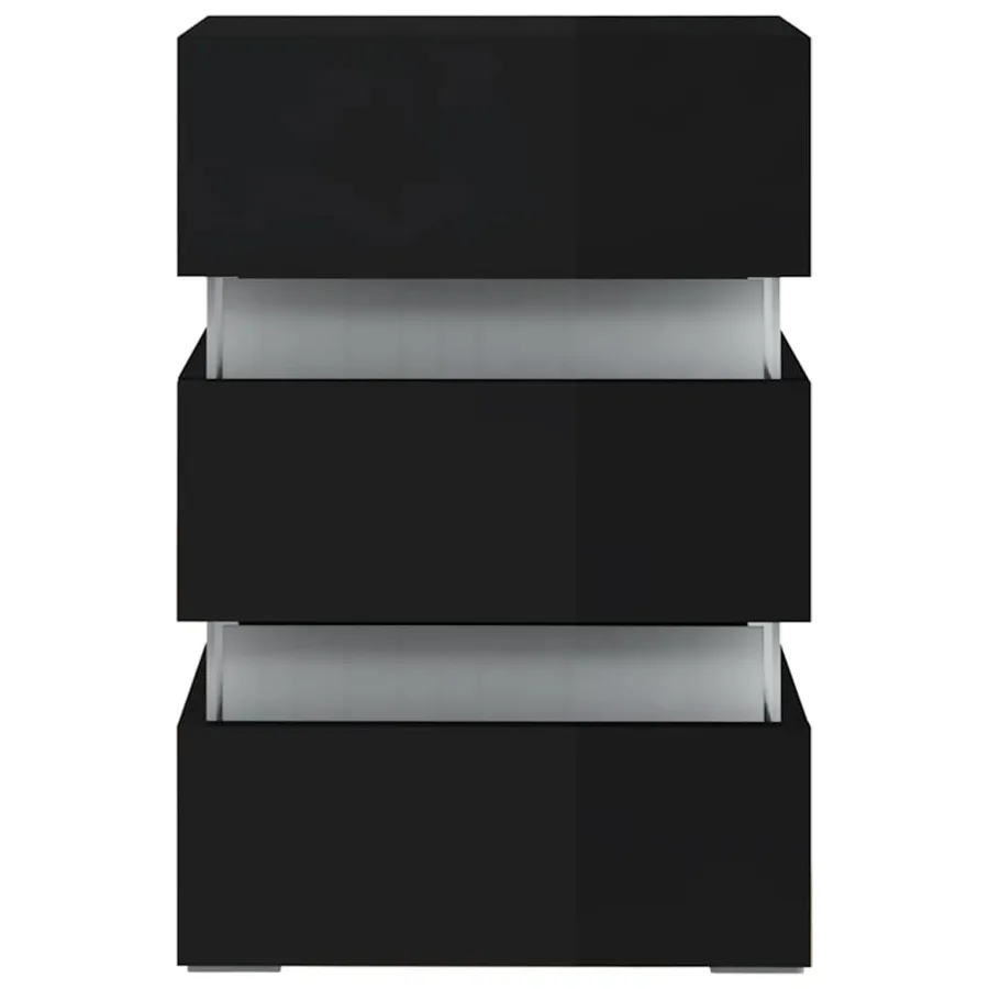Table de chevet à LED noir brillant 45x35x67 cm bois ingénierie - 5