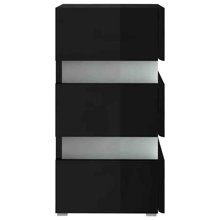 Table de chevet à LED noir brillant 45x35x67 cm bois ingénierie - 6