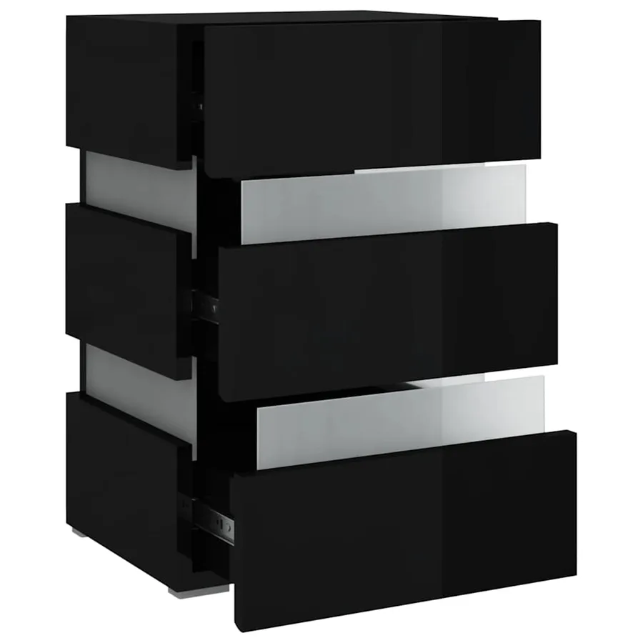 Table de chevet à LED noir brillant 45x35x67 cm bois ingénierie - 7