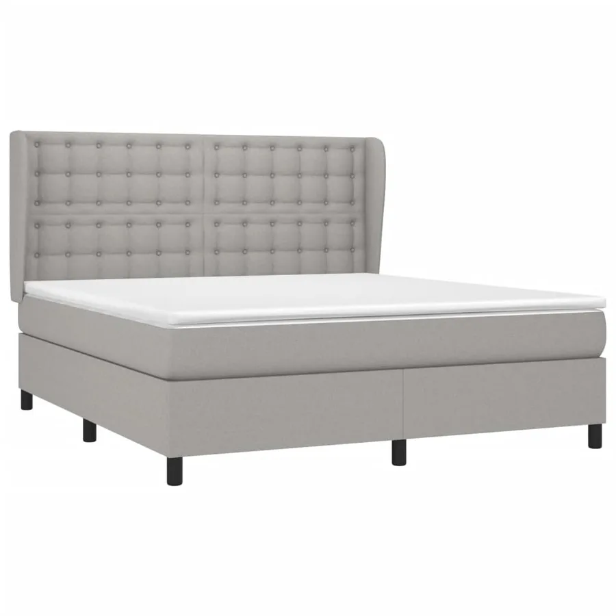 Sommier à lattes de lit avec matelas Gris clair 180x200cm Tissu - 3
