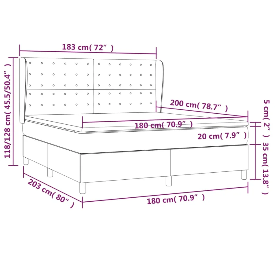 Sommier à lattes de lit avec matelas Gris clair 180x200cm Tissu - 7