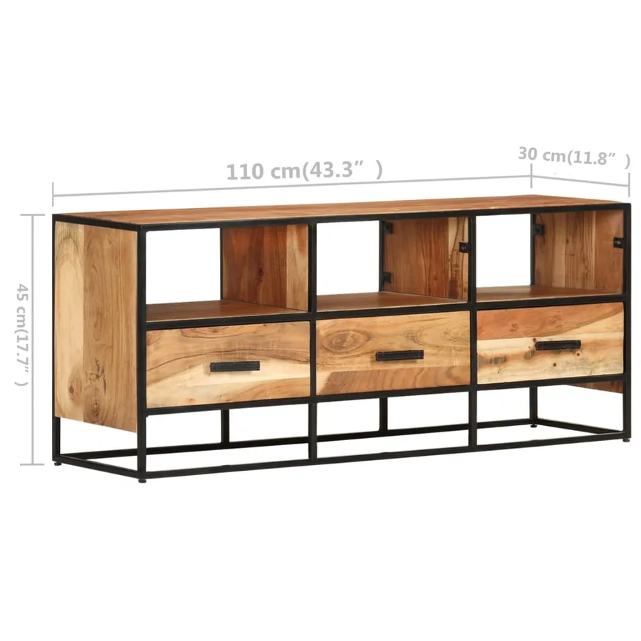 Meuble TV 110x30x45 cm Bois d'acacia massif - 8