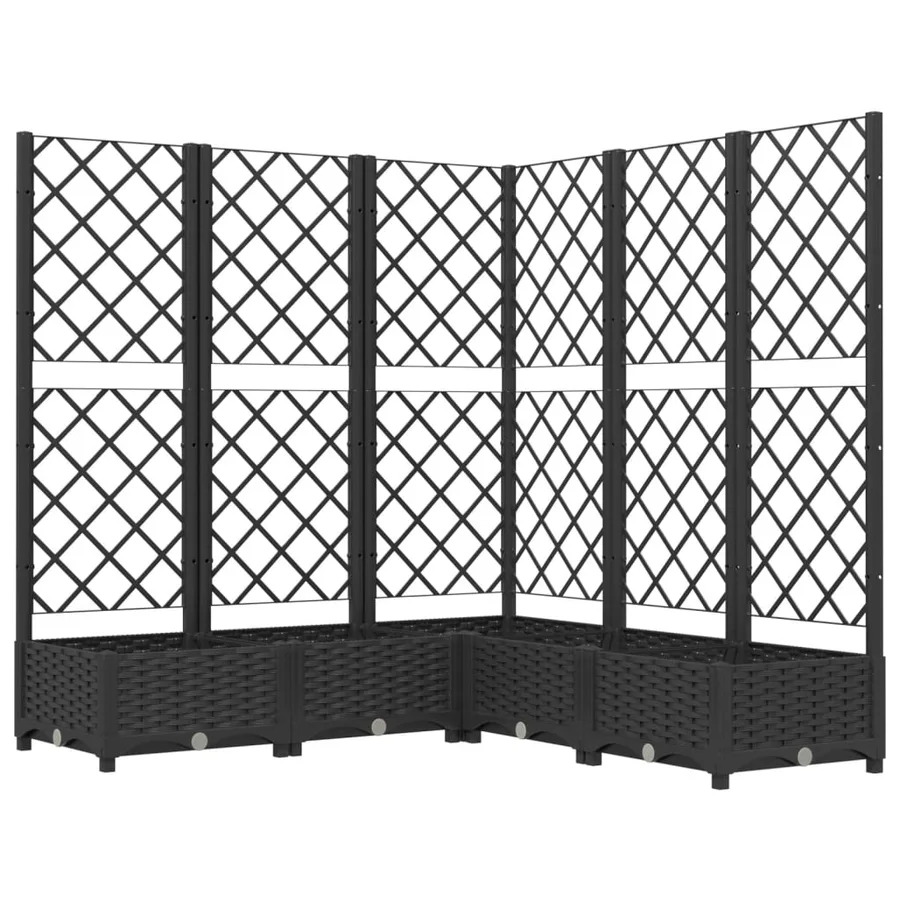 Jardinière avec treillis noir 120x120x121,5 cm PP - 2