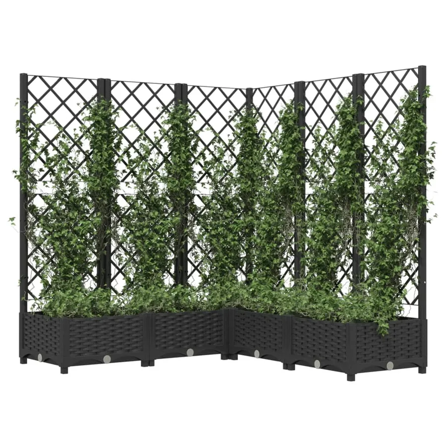 Jardinière avec treillis noir 120x120x121,5 cm PP - 7