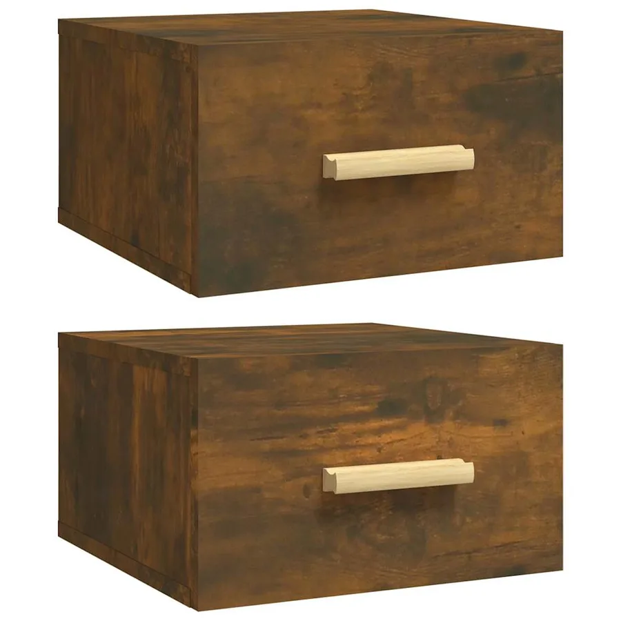 Tables de chevet murales 2 pcs chêne fumé 35x35x20 cm - 2