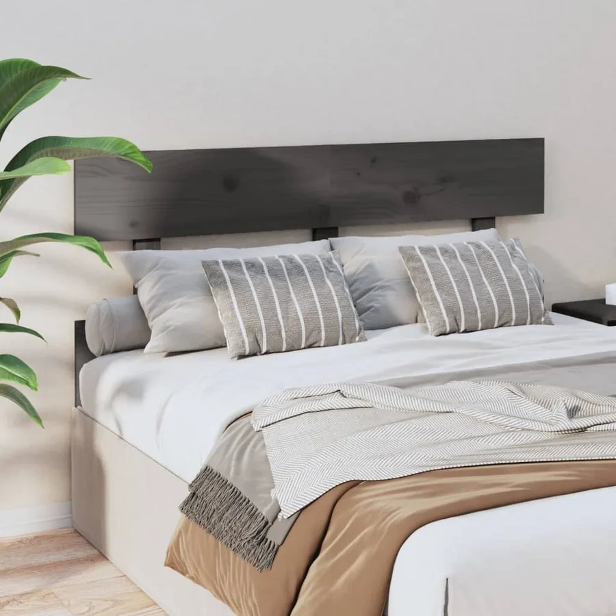 Tête de lit Gris 124x3x81 cm Bois massif de pin - 4