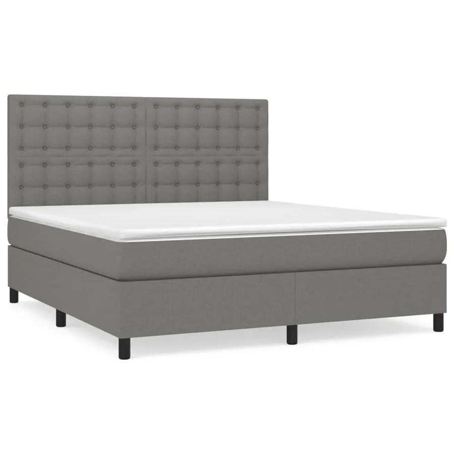 Sommier à lattes de lit avec matelas Gris foncé 180x200cm Tissu - 2