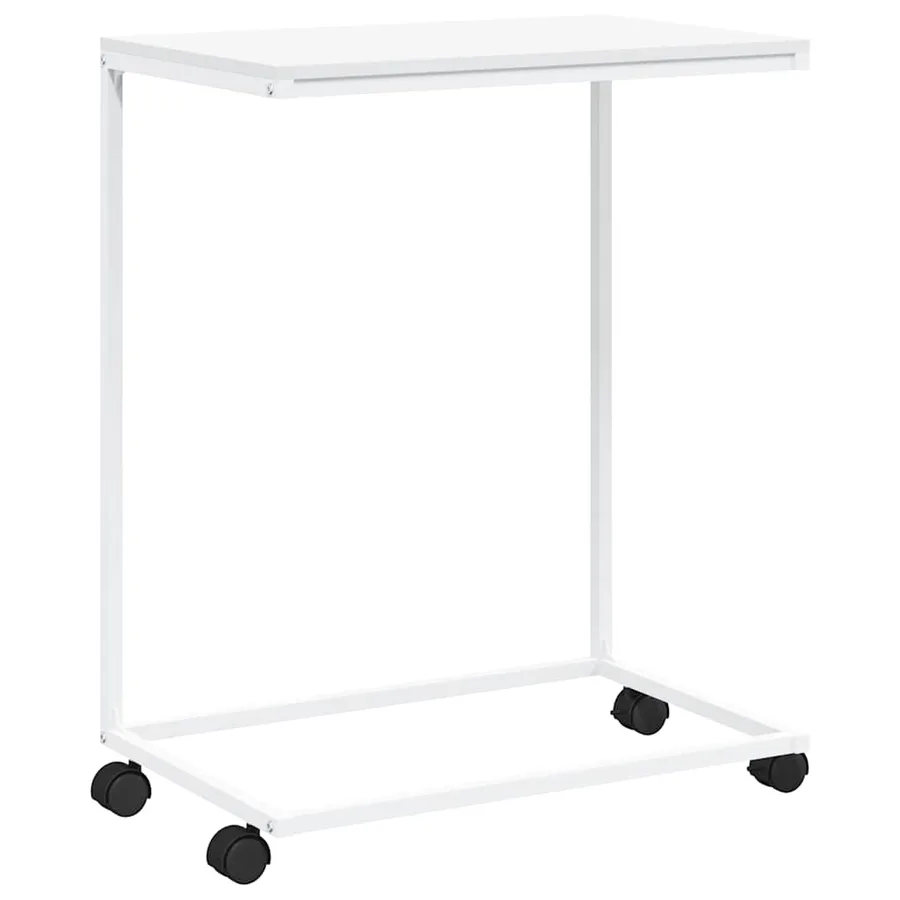 Table d'appoint avec roues Blanc 55x35x70 cm Bois d'ingénierie - 2