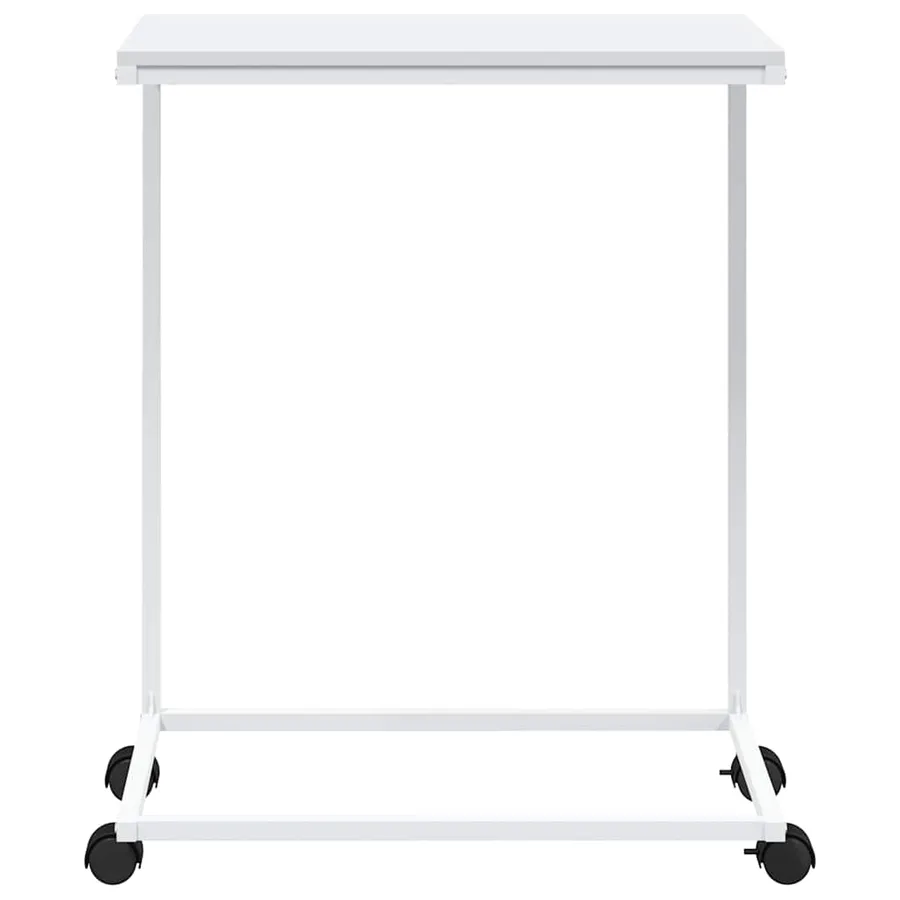 Table d'appoint avec roues Blanc 55x35x70 cm Bois d'ingénierie - 4