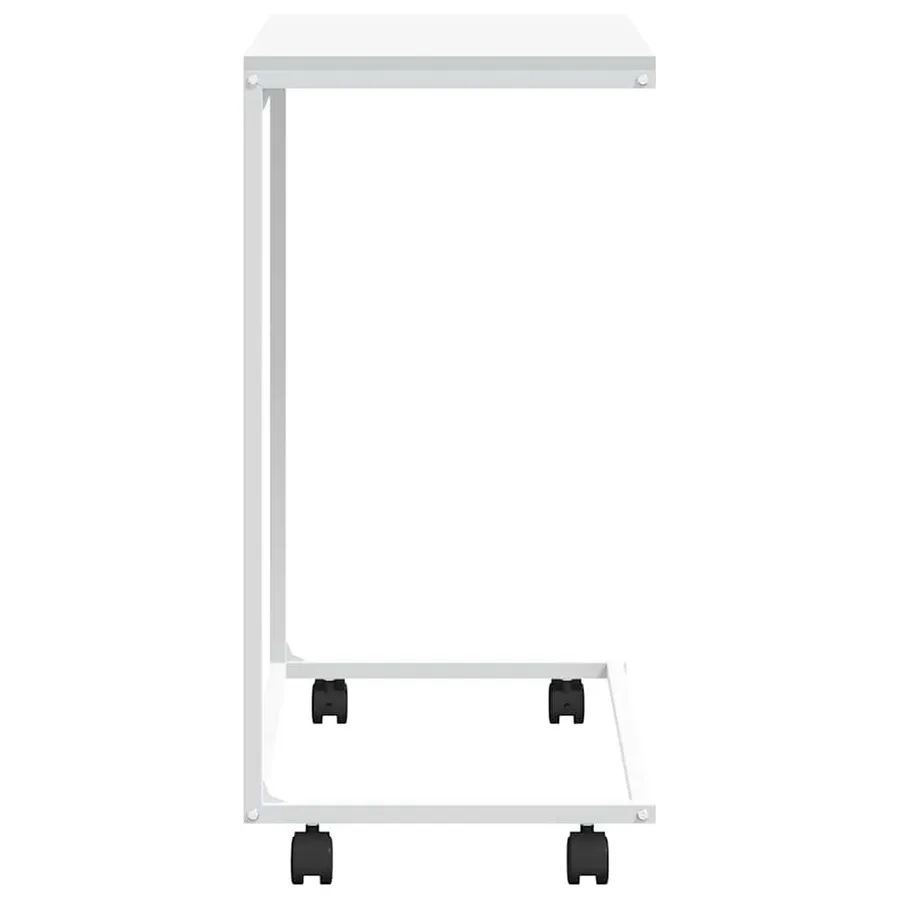 Table d'appoint avec roues Blanc 55x35x70 cm Bois d'ingénierie - 5