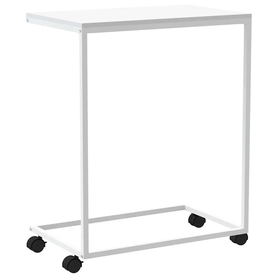 Table d'appoint avec roues Blanc 55x35x70 cm Bois d'ingénierie - 6