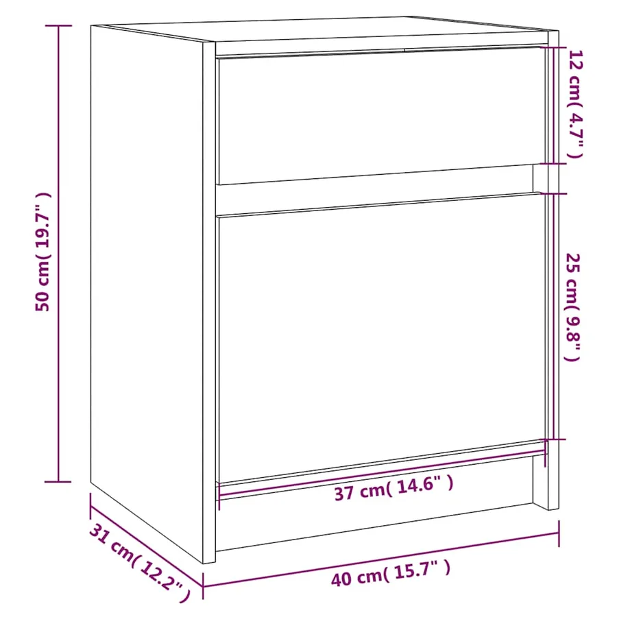 Table de chevet 40x31x50 cm bois de pin massif - 11