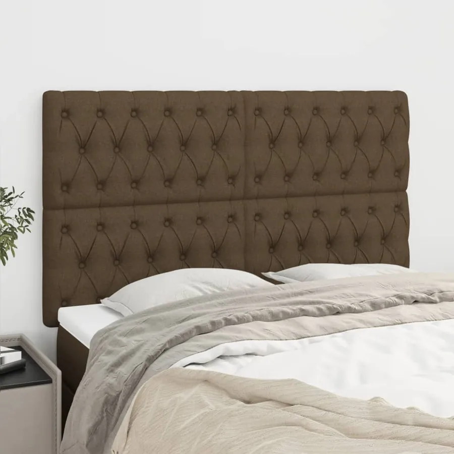 Tête de lit marron foncé 160 x 7 x 118/128 cm en tissu