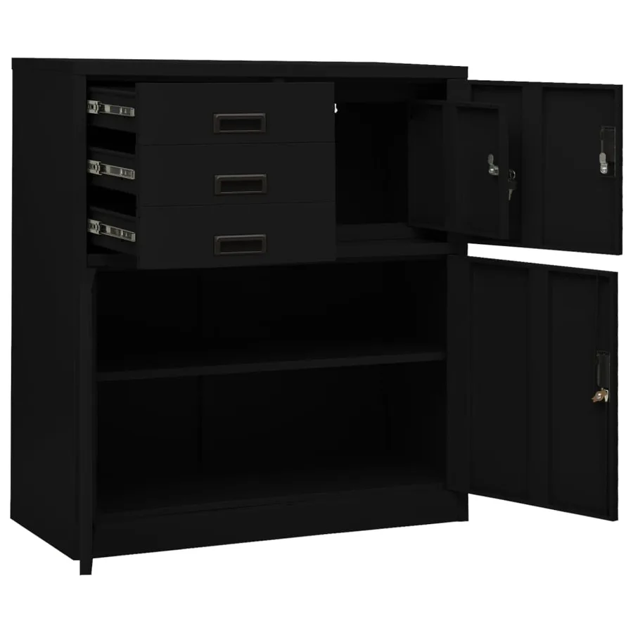 Armoire de bureau Noir 90x40x102 cm Acier - 6