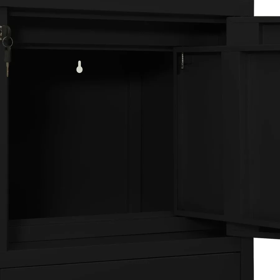 Armoire de bureau Noir 90x40x102 cm Acier - 7