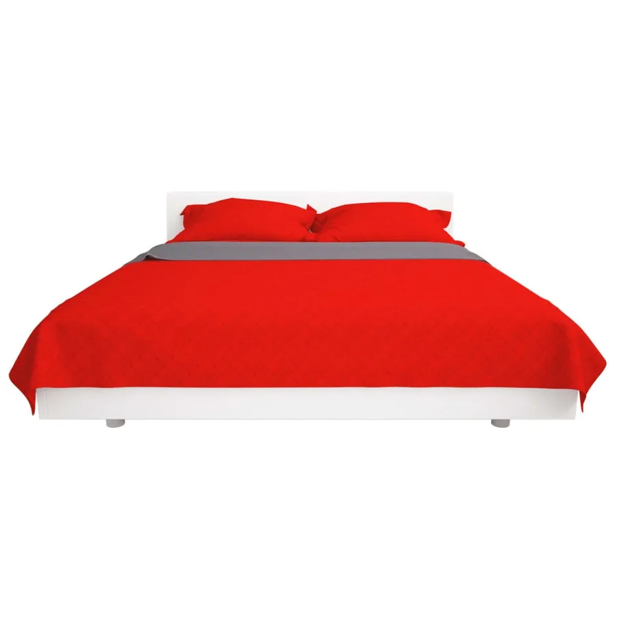 Couvre-lit matelassé double-face Rouge et gris 170x210 cm - 3