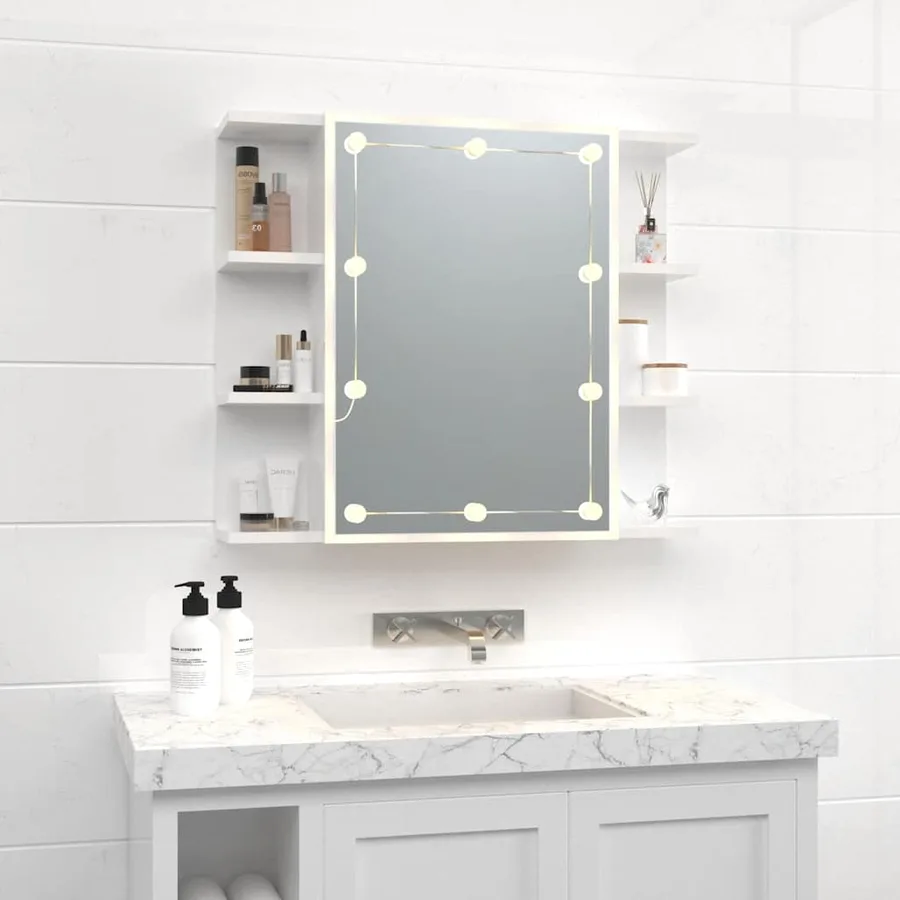Armoire à miroir avec LED Blanc brillant 70x16,5x60 cm - 3