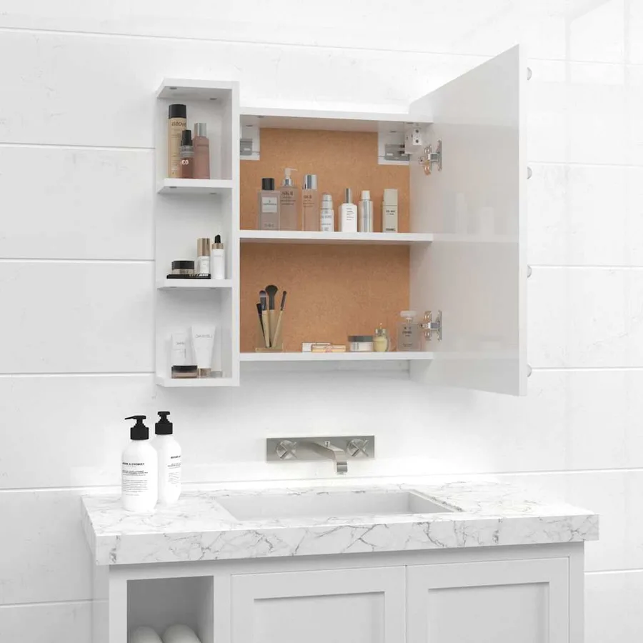 Armoire à miroir avec LED Blanc brillant 70x16,5x60 cm - 5