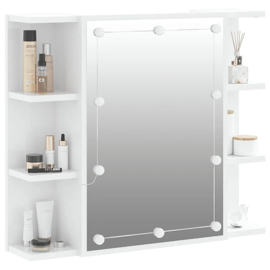 Armoire à miroir avec LED Blanc brillant 70x16,5x60 cm - 6