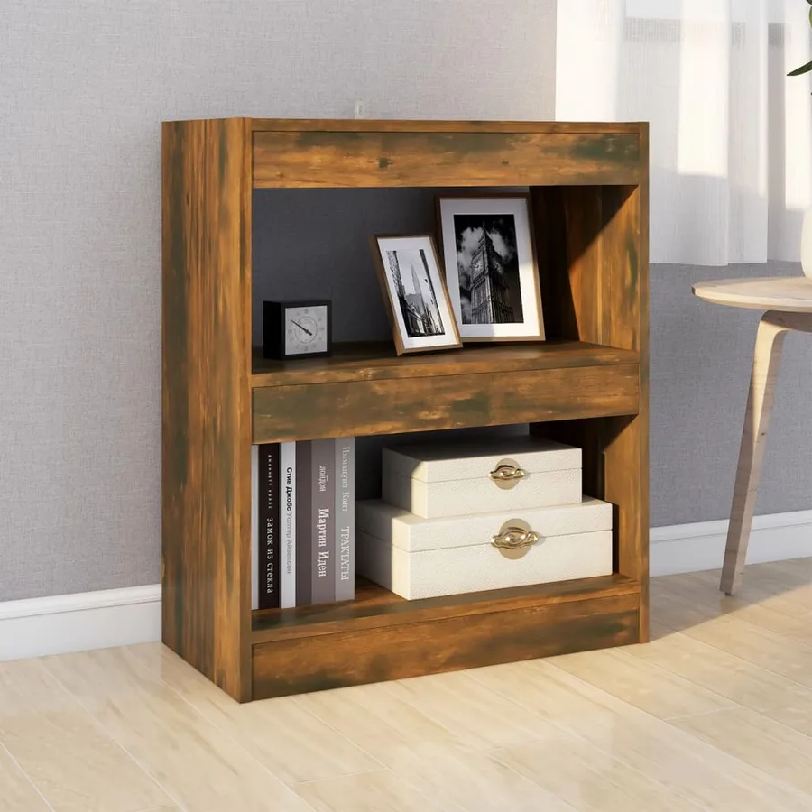 Bibliothèque/Séparateur de pièce chêne fumé 60x30x72 cm - 3