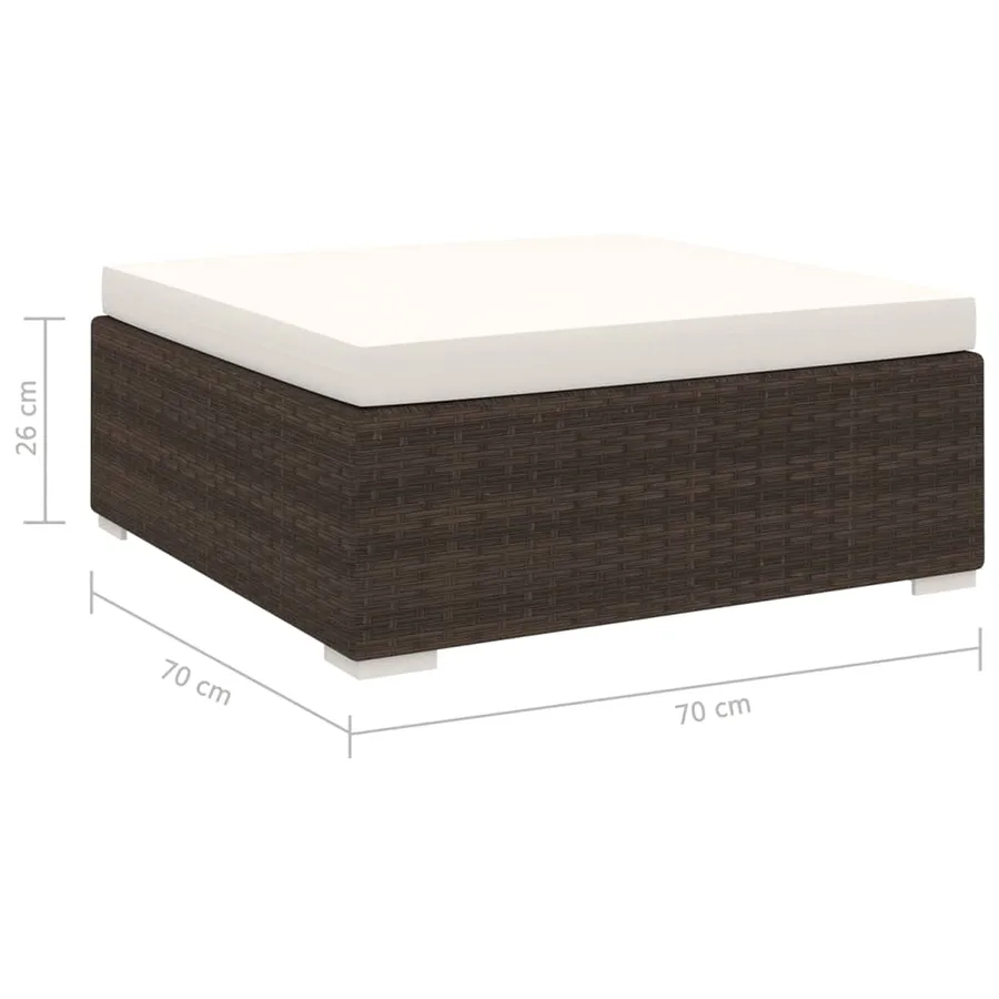 Repose-pied sectionnel 1 pc avec coussin Résine tressée Marron - 4