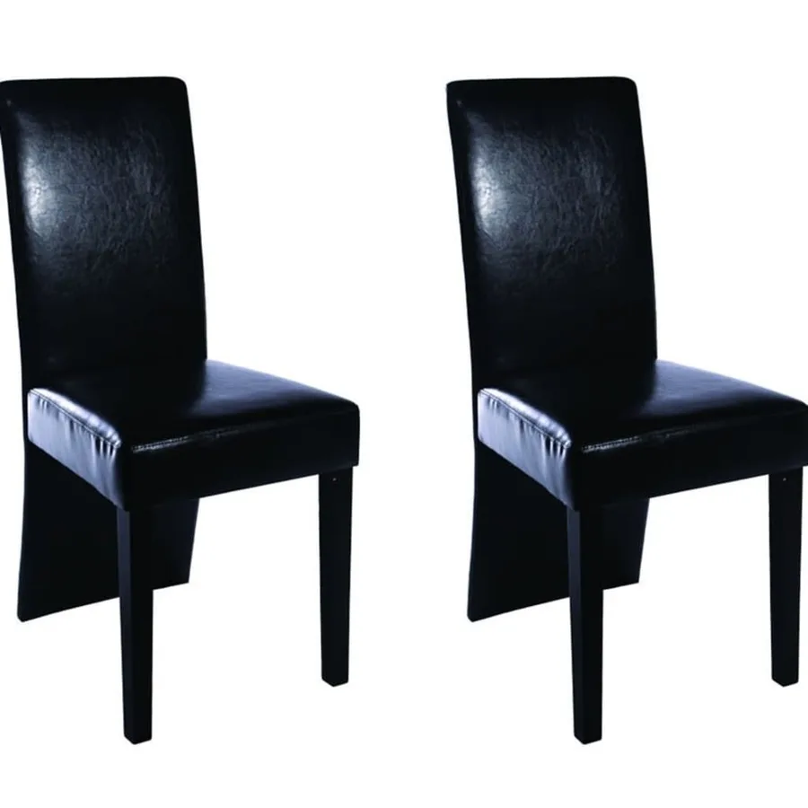 Chaises à manger lot de 2 noir similicuir - 4