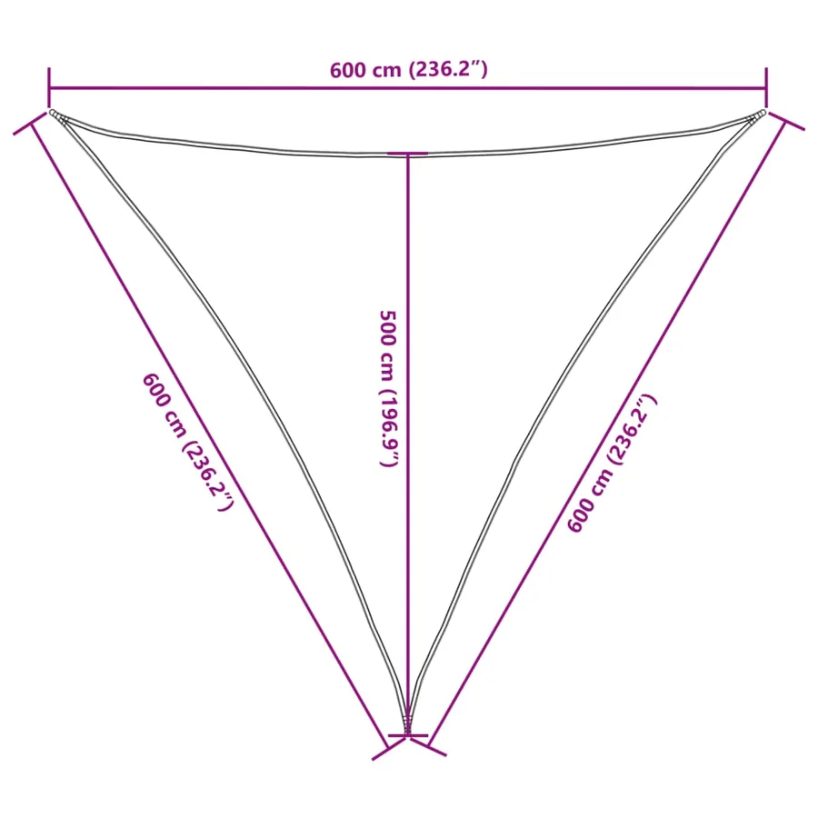 Voile de parasol tissu oxford triangulaire 6x6x6 m taupe - 10