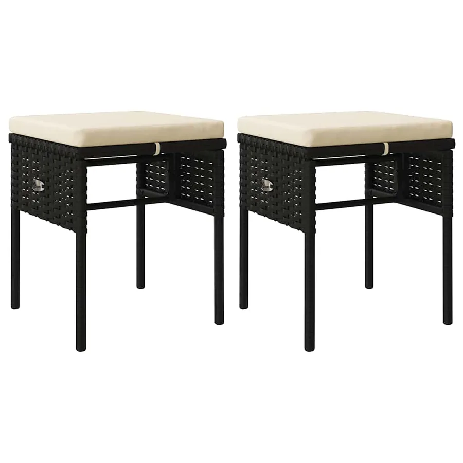 Salon de jardin 6 pcs avec coussins Noir Résine tressée - 7
