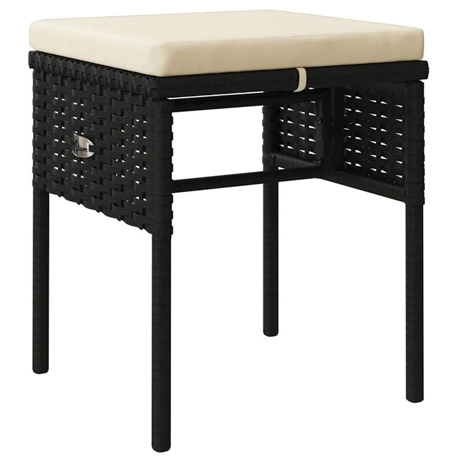 Salon de jardin 6 pcs avec coussins Noir Résine tressée - 8