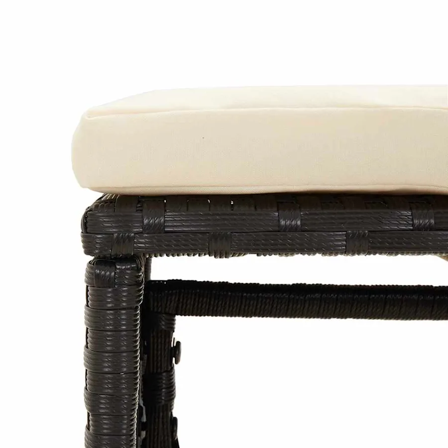 Salon de jardin 6 pcs avec coussins Noir Résine tressée - 9