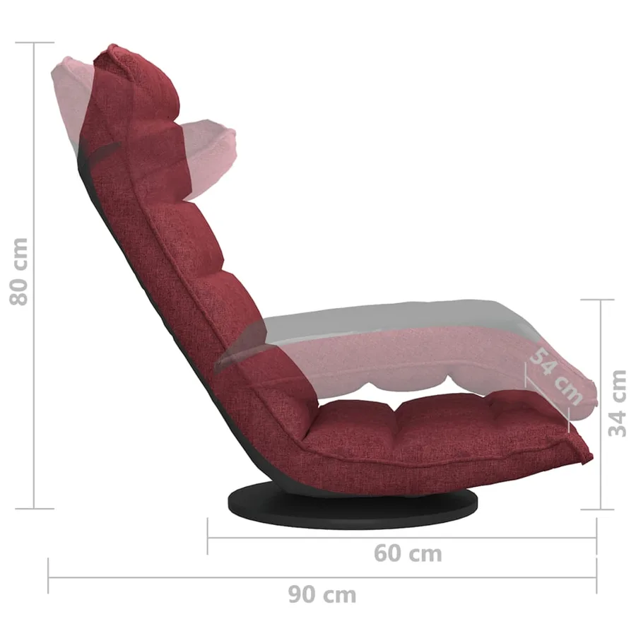 Chaise de sol pivotante Rouge bordeaux Tissu - 8